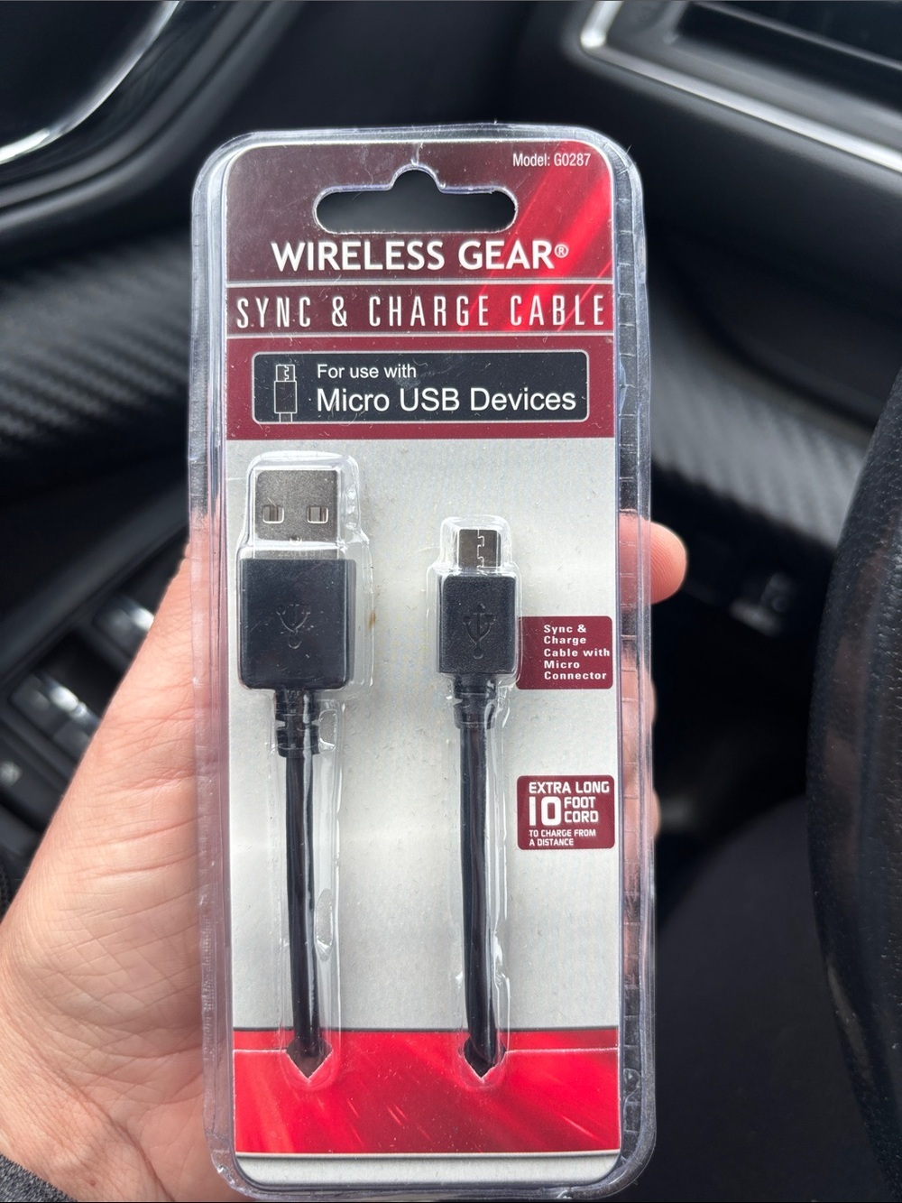 Black Micro USB Sync & Charge Cable - 10ft